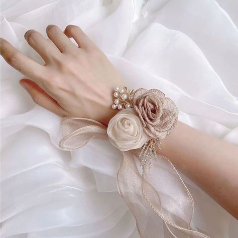 Wrist Corsage Bracelet, Wrist Corsage Prom, Bridesmaid Corsage, Wedding Corsage, Rose Corsage, Wrist Flowers, Champagne Bridesmaid, White Bridesmaid, Corsage Prom