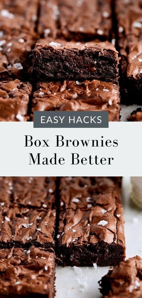 Learn how to make box brownies better! These simple tips elevate your favorite box mix brownies to the next level. Make Box Brownies Better, Box Brownies Better, Box Mix Brownies, Boxed Brownies Better, Best Brownie Mix, Boxed Brownie Recipes, Cake Mix Brownies, Make Box, Brownie Desserts Recipes