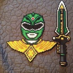 Dragon Dagger, Green Power Ranger, Epic Hero, Nerd Crafts, Disney Cross Stitch Patterns, Perler Art, Green Ranger, Melty Beads, Hama Beads Patterns