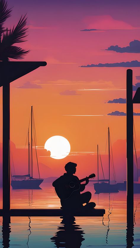 Music Profile Pic, Aesthetic Guitar Wallpaper, Music Profile Picture, Scenery Portrait, Lofi Wallpaper, Singer Wallpaper, Guitarist Art, Black Flowers Wallpaper, Calm Life