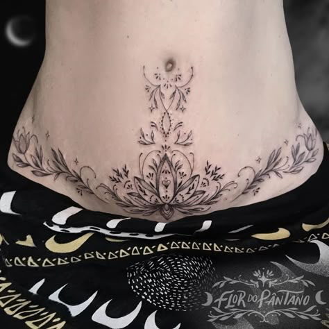 Panniculectomy Scar Tattoo, C Section Tattoo Cover Up, C Section Scar Tattoo, Baby Owl Tattoos, Belly Button Tattoos, Abdomen Tattoo, Tummy Tattoo, Tattoos To Cover Scars, Waist Tattoos