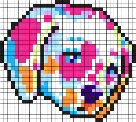 Lisa Frank Pixel Art, Lisa Frank Cross Stitch Patterns, Lisa Frank Crochet, Perler Bead Patterns Aesthetic, Lisa Frank Cross Stitch, 90s Perler Bead Pattern, Lisa Frank Perler Bead Patterns, Lisa Frank Perler, Melt Beads