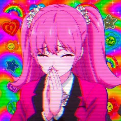 Kidcore Anime Pfp, Kidcore Anime, Indie Pfp, Yumemi Yumemite, Indie Anime, Indie Kidcore, Anime Kakegurui, Glitch Core, Alt Indie