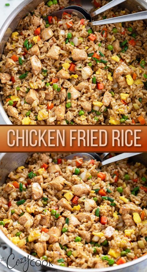 Homemade Chinese Food, Chicken Fried Rice Recipe, Easy Rice, Chinese Cooking Wine, Healthy Dinner Recipe, Easy Rice Recipes, Chicken Fried Rice, Chicken Fried, Dinner Healthy