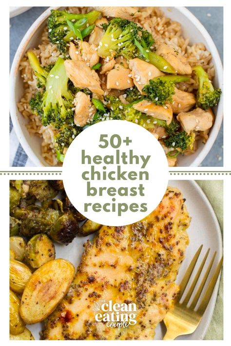 The best list of Healthy Chicken Breast Recipes! No boring chicken dinners here- only easy, healthy chicken recipes for weight loss. Most of these recipes use only a few ingredients and can be made for two or a family in a crockpot, instant pot or on the stove! Healthy Chicken Recipes For Two, Chicken Heart Healthy Recipes, Healthy Crock Pot Chicken Breast Recipes, Clean Eating Chicken Breast Recipes, Chicken Breast Recipes Healthy Crockpot, Low Fat Chicken Dinner Recipes, Low Cholesterol Chicken Breast Recipes, Heart Healthy Chicken Breast Recipes, Chicken Breast Dinner Ideas Healthy