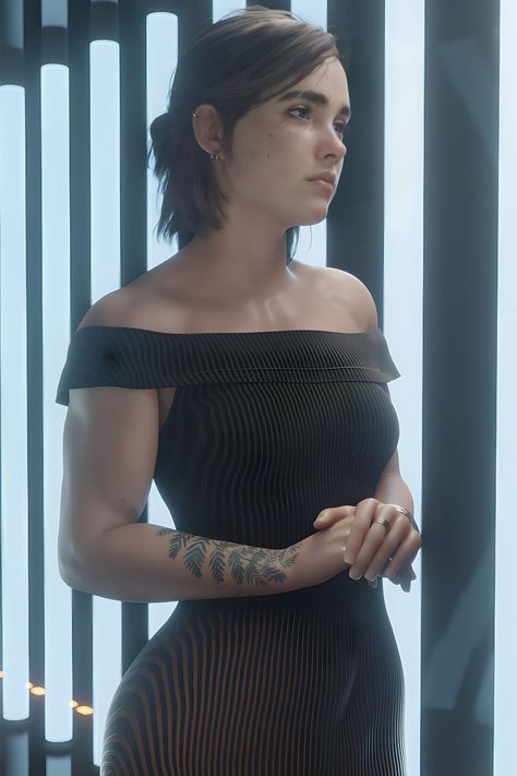 Ellie is wearing a sexy tight black dress. Women In Dresses, Buff Women, Ellie Williams, Disney Princess Art, My Brain, Last Of Us, Stylish Girl, Brain, Pin Up