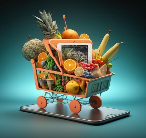 Grocery Store Ads, Grocery Ads, Grocery Cart, Store Ads, Buying Groceries, Online Grocery Shopping, Creative Ads, Delivery Groceries, Advertising Design