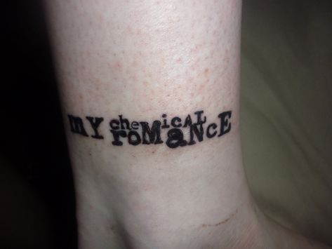 MCR ankle tattoo! Mcr Tattoo Small, Frank Iero Tattoos, My Chemical Romance Tattoo, Mcr Tattoo, Romance Tattoo, Bullet Tattoo, Tattoos Cool, Emo Tattoos, Lyric Tattoos