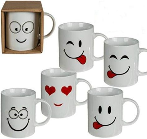 Homezone® Set of 6 White Funny Faces Emoji Tea Coffee Mugs Cups Novelty Home Office Gift Hot Chocolate Drinking Mugs (6) : Amazon.co.uk: Home & Kitchen Faces Emoji, Gift Hot Chocolate, White Coffee Cups, Chocolate Mugs, White Mugs, Emoji Faces, Face Mug, Coffee Cup Set, Funny Emoji