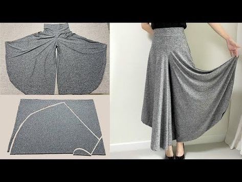 Skirt To Palazzo Pants Diy, Palazzo Pants Diy, Pants To Skirt, Skirt Pants Pattern, Palazzo Pants Pattern, Beginner Youtube, Pants Tutorial, Divided Skirt, Sew Ins