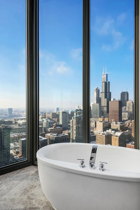 Chicago Luxury Apartments, Chicago Apartment Aesthetic, Chicago Apartments, Chicago Living, City Bedroom, City View Apartment, Moving To Chicago, Chicago Apartment, Downtown Apartment