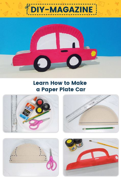 Learn how to make various ways  to make paper plate cars like the police vehicle Paper Plate Car, Easy Craft Ideas For Kids, Cool Crafts, Paper Plate Craft, Car Hat, People Who Help Us, Easy Craft Ideas, Craft Easy, Car Craft