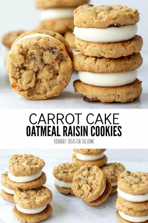 If you need an easy spring dessert recipe, look no further! Carrot cookies with oatmeal, raisins and shredded carrots are like a delicious mini carrot cake. #carrotcake #cookies #kenarry #healthydesserts Cookies With Oatmeal, Oatmeal Raisins, Mini Carrot Cake, Spring Recipes Dessert, Carrot Cookies, Spring Dessert, Low Carb Brownies, Mini Carrots, Carrot Cake Oatmeal