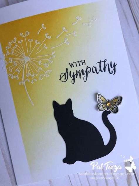 Stampin Up Cat Sympathy Cards, Homemade Pet Sympathy Cards, Cat Sympathy Card Loss Of Pet, Stampin Up Pet Sympathy Cards, Cat Sympathy Cards, Cat Sympathy Card, Sympathy Wishes, Cat Cards Handmade, Dog Sympathy Card