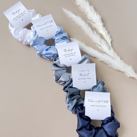 Let's get this (bridal) party started. Blue Bridesmaid Proposal, Affordable Bridesmaid Gifts, Matron Of Honor Proposal, Bridesmaid Get Ready Outfit, Maid Of Honor Proposal, Bridesmaid Getting Ready, Beautiful Hair Accessories, Bridesmaid Box, Dusty Blue Weddings