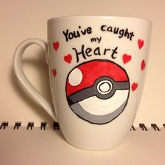 Pokeball Mug by DalektableMugs on Etsy, $12.00 Pokemon Heart, Loser Boyfriend, Diy Pokemon, Sharpie Mugs, Mug Diy, Geeky Craft, Pokemon Diy, Pokemon Craft, Sharpie Mug