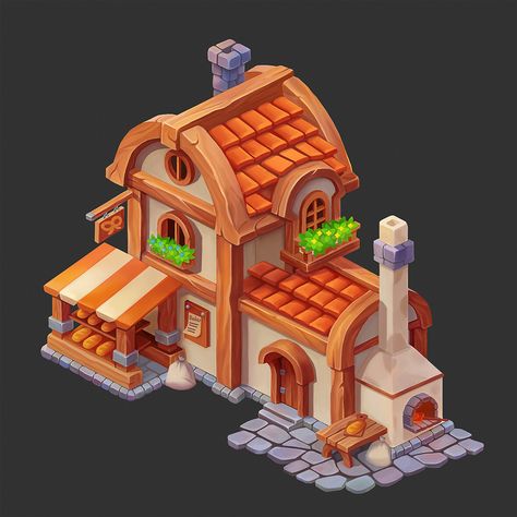 Piskel Art, Farm Games, Cartoon House, House Games, 2d Game Art, Casual Art, Isometric Art, Game Props, Low Poly Art