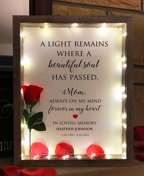 Memorial Gift Loss of Loved One. Personalized Lighted Shadow Box. Add any text, photos. Loss of Parent, Sister, Brother Sympathy Gift. Lighted Shadow Box, Loving Husband, Personalized Memorial Gifts, Custom Shadow Box, Diy Anniversary, Lover Girl, Valentine Gifts For Girlfriend, Gifts For Fiance