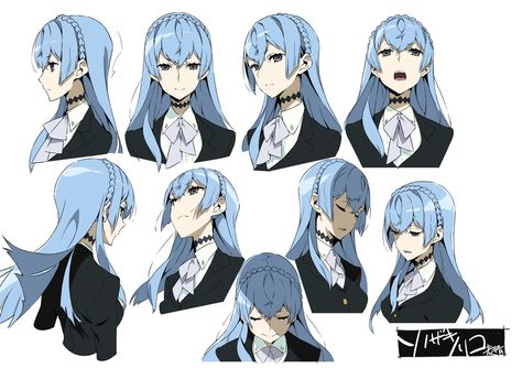 Character Design Head, Sonozaki Noriko, Noriko Sonozaki, Bsd Oc, Character Model Sheet, Model Sheet, Anime Expressions, Face Characters, Character Poses