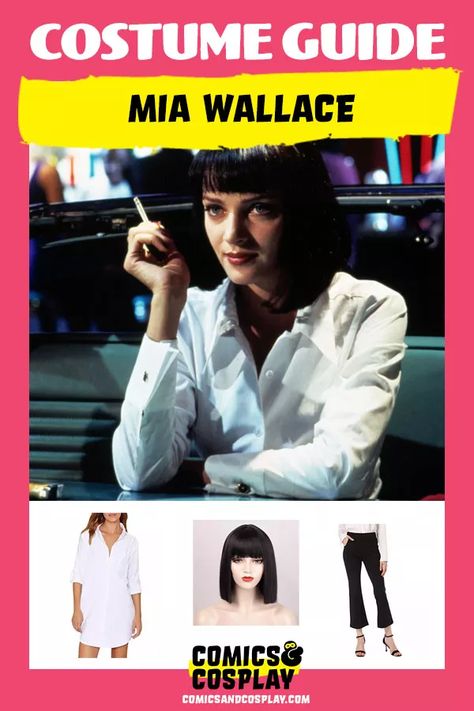 Pulp Fiction Dress Up, Mia Pulp Fiction Costume, Mia Wallis Pulp Fiction Costume, Mia And Vincent Pulp Fiction Costume, Halloween Costume Pulp Fiction, Mia Pulp Fiction, Mia Wallis Pulp Fiction, Mia Wallace Halloween Costume, Mia Wallis Pulp Fiction Halloween