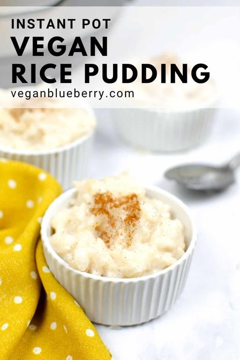 This is the Vegan Rice Pudding of your dreams! This easy Instant Pot Cinnamon Rice Pudding is super hands off and is ready with just one push of a button. A true "dump and start" Instant Pot dessert recipe. You'll immediately be reminded of childhood with the classic cinnamon flavor this rice pudding has. If you're looking for easy gluten free desserts, kid friendly desserts, easy Instant Pot recipes, give this instant pot rice pudding a try! (gluten-free, vegan, vegetarian, plant based) Cinnamon Rice Pudding, Vegan Rice Pudding, Cinnamon Rice, Chicken Instapot, Instapot Recipes Chicken, Instant Pot Vegan, Kid Friendly Dessert, Vegan Instant Pot Recipes, Rice Pudding Recipe