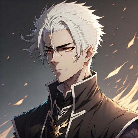 White Hair Gold Eyes Anime Guy, White Hair Character Art Male, White Hair Gold Eyes, White Hair Male, Character Art Male, Hair Male, Art Male, Male Oc, Rp Ideas