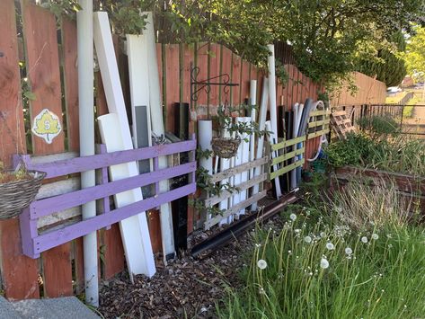 Pallet School Ideas, Outdoor Loose Parts Storage, Forest School Storage Ideas, Wooden Pallet Ideas Eyfs, Pallets Eyfs, Eyfs Pallet Ideas, Loose Parts Play Outdoor, Eyfs Outdoor Area On A Budget, Construction Area Ideas