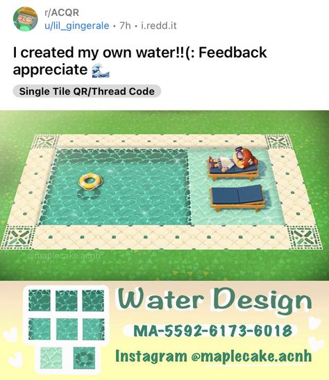 Acnh Infinity Pool Design Code, Water Code Acnh, Animal Crossing Board Walk, Acnh Lazy River Design Code, Acnh Pool Design Code, Animal Crossing Pool Design Code, Acnh Pool, Acnh Water Code, Acnh Pool Tile Code