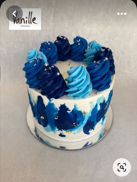 Blue Birthday Cakes, Artist Cake, Mini Torte, Desserts Cake, Elegant Birthday Cakes, Mini Cakes Birthday, Creative Cake Decorating, Blue Cakes, Cake Decorating Designs