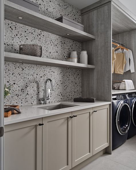 Laundry day just got an upgrade! 😎🧺🧼👕

Check out our #PrinceOfWales laundry room with hand-selected terrazzo tiles, a beautiful titanium faucet, sleek black cabinet pulls, shaker-style door cabinets, and lavish quartz countertops. The design is tied together nicely with multiple tall cabinets for maximum storage and a designated area for washing and hanging.

Experience our interior design services, turning common spaces into stylish retreats. 💖 Black Cabinet Pulls, Tall Cabinets, Black Cabinet, Terrazzo Tiles, Laundry Day, Tall Cabinet, Black Cabinets, Cabinet Pulls, Shaker Style