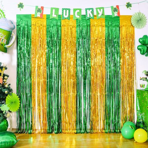 LYUBASA 3 Pack St. Patrick's Day Foil Fringe Curtains St Patricks Day Party Decorations 3.3x6.6 ft Irish Green Gold Streamer Photo Booth Prop Backdrop Decor Indoor Outdoor Party Supplies for Birthday : Amazon.ca: Health & Personal Care Irish Party Decorations, Gold Graduation Decorations, St Patrick's Day Photos, Day Party Decorations, Graduation Photo Booth Props, St Patricks Day Party, Fringe Curtains, Graduation Photo Booth, Green Tinsel