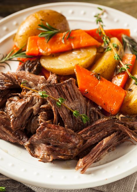 The Perfect Classic Pot Roast – 12 Tomatoes Whole 30 Beef, Chuck Roast In Oven, Roast In The Instant Pot, Farm Meals, Roast In Oven, Slow Cooker Shredded Beef, Crockpot Pot Roast, Shredded Beef Recipes, Braised Chicken Breast