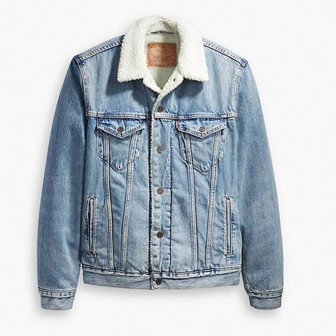 Jackets North Face, Jacket Outfit For Men, Trucker Jacket Outfit, Mens Vest Fashion, Sherpa Trucker Jacket, Mens Outerwear Jacket, Levis Denim Shorts, Inspo Board, Men's Outerwear