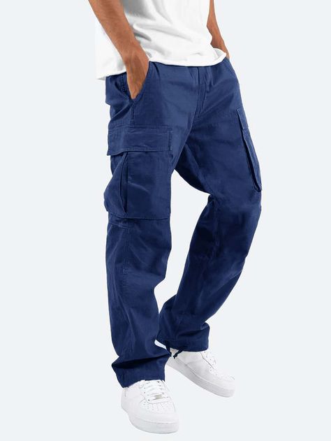 Navy Blue Street   Polyester Plain Cargo Pants Embellished Non-Stretch Spring/Summer/Fall Men Bottoms Navy Cargo Pants Outfit Men, Blue Cargo Outfit Men, Blue Cargo Pants Outfit Men, Navy Blue Cargo Pants, Blue Cargo Pants Outfit, Cargo Outfit Men, Navy Cargo Pants, Cargo Pants Outfit Men, Blue Cargo Pants