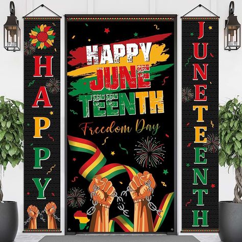 3Pack Juneteenth Door Decorations,Happy Juneteenth Porch Sign Door Cover, Front Door Wall Hanging Banner Background for African Afro American Festival Holiday Juneteenth Party Supplies, 71 x 12 inch Juneteenth Door Decoration Ideas, Juneteenth Decoration Ideas, Juneteenth Decorations, Juneteenth Party, Happy Juneteenth, American Festivals, Happy June, Porch Doors, Crafts Room