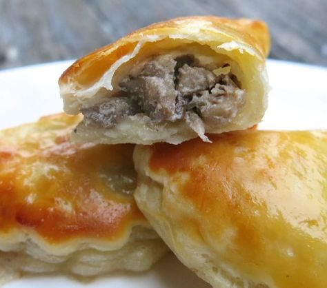 Canadian Mushroom Turnovers Mushroom Cream Cheese Appetizers, Mushroom Stuffed Puff Pastry, Mushroom Cream Cheese Puff Pastry, Mushroom Turnovers, Mushroom Turnovers Appetizers, Mushroom Puff Pastry Appetizers, Mushroom Pinwheels Puff Pastries, Cream Cheese Pastry, Mushroom Appetizers