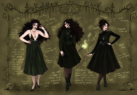 The Colourful Witch Bellatrix Black, Mistress Of Evil, Black Sisters, Harry Potter Artwork, Bellatrix Lestrange, All The Young Dudes, Harry Potter Marauders, Character Sketches, Harry Potter Books