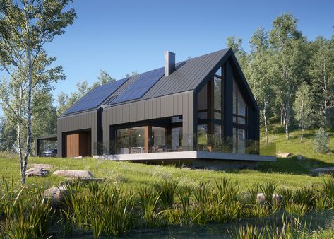 Modern Barn on Behance Fasad Design, Modern Barn House, تصميم للمنزل العصري, التصميم الخارجي للمنزل, Casa Exterior, Modern Farmhouse Exterior, Christmas Potpourri, Shed Homes, Barn Style House