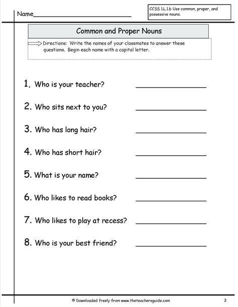 2nd Grade Proper Nouns Worksheet Noun Worksheets for Grade 1 Mon and Proper Nouns Nouns First Grade, Third Grade Grammar Worksheets, Worksheet 3rd Grade, Third Grade Grammar, Proper Nouns Worksheet, 2nd Grade Grammar, Preschool Skills, Common And Proper Nouns, Possessive Nouns