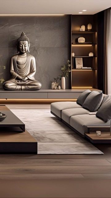 Arteo Luxury on Instagram: "How to create a calming space? 1. Add elements and statues that signify epitome of calm 2. Use colder colors that inspire calmness 3. Keep things minimal and less chaotic Luxury generally lies in minimalism. It need not be loud and attention seeking. #luxury #interiors #interiordesign #design #decor #decorideas #ideas #homedecorideas #bangalore #zen #meditation #luxurylifestyle" Calming Spaces, Attention Seeking, Zen Meditation, Luxury Interiors, Meditation Room, Modern Apartment, Design Decor, Luxury Interior, Club House