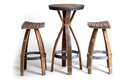 whiskeybarrels_furniture1 Wine Barrel Bar Stools, Wine Barrel Crafts, Wine Barrel Bar, Modern Bar Table, Wine Barrel Table, Wine Crafts, Barrel Ideas, Whiskey Barrel Furniture, Barrel Projects