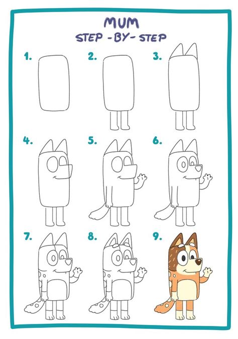 How To Draw Bandit Bluey, How To Draw Bluey Step By Step, How To Draw Bingo Step By Step, How To Draw Bluey Characters Step By Step, Bluey And Bingo Drawing, Draw Bluey Easy, How To Draw Bingo, How To Draw Bluey And Bingo Step By Step, Easy How To Draw For Kids