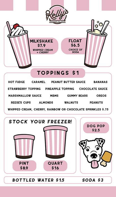 Ice Cream Toppings List, Ice Cream Shop Menu Ideas, Ice Cream Menu Design, Dibujos Halloween, Chocolate Covered Graham Crackers, Chocolate Peanut Butter Brownies, Ice Cream Menu, Cherry Topping, Lavender Ice Cream