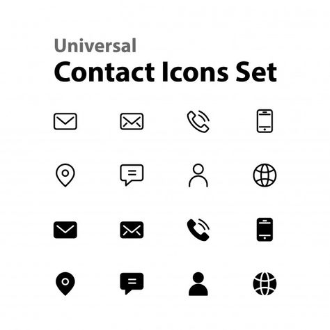 Universal contact icons set Premium Vect... | Premium Vector #Freepik #vector #icon #map #phone #icons Icon Contact, Contact Icons Vector, Contacts Icon, Zestaw Ikon, Phone Quotes, Phone Icons, Life Lyrics, Vector Map, Graphic Editing