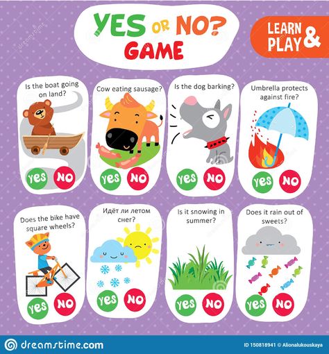 Yes No Game, English Games For Kids, Logic Games For Kids, Ingles Kids, Teach English To Kids, English Teaching Materials, English Activities For Kids, Learning English For Kids, English Games