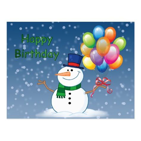 Happy Birthday Snowman, Winter Birthday Wishes, Disney Birthday Card, Snowman Cards, Winter Snowman, Winter Images, Winter Birthday, Disney Birthday, Personalized Birthday Cards