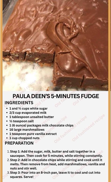 5 Minute Fudge, Homemade Fudge Recipes, Easy Candy Recipes, Fudge Ingredients, Fudge Recipes Chocolate, Paula Deen Recipes, Fudge Recipes Easy, Homemade Fudge, Candy Recipes Homemade