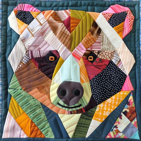 Bear Patchwork Pattern, Bear Quilt Pattern, Bear Sewing Pattern, Animal Quilt, Animal Patchwork, Bear Pattern , Bear Pattern Kit , Fabrics - Etsy Bison Quilt Patterns, Child Quilt Patterns, Space Quilt Pattern, Kids Quilts Ideas, Alpaca Quilt, Fox Quilt Pattern, Quilting Patterns Easy, Boy Quilt Patterns, Bear Quilt Pattern