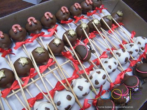 Western Theme Cakepops, Cowgirl Cakepops, Cowboy Dessert Table, Cowboy Cakepops, Western Cake Pops, Cowboy Desserts, Western Treats, Cowboy Cake Pops, Western Desserts