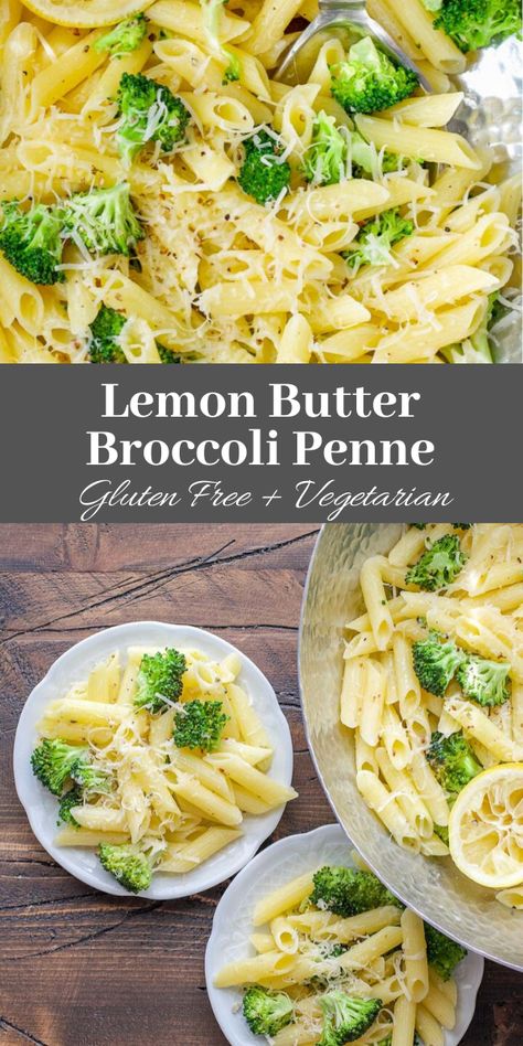 Gluten-Free Lemon Butter Broccoli Penne is a quick and easy vegetarian meal that is ready in under 30 minutes! Lemon Butter Broccoli, Butter Broccoli, Vegetarian Pasta Recipes, Easy Vegetarian Dinner, Vegetable Farming, Vegetarian Meal, Vegetarian Pasta, Tasty Vegetarian Recipes, Vegetarian Dinners